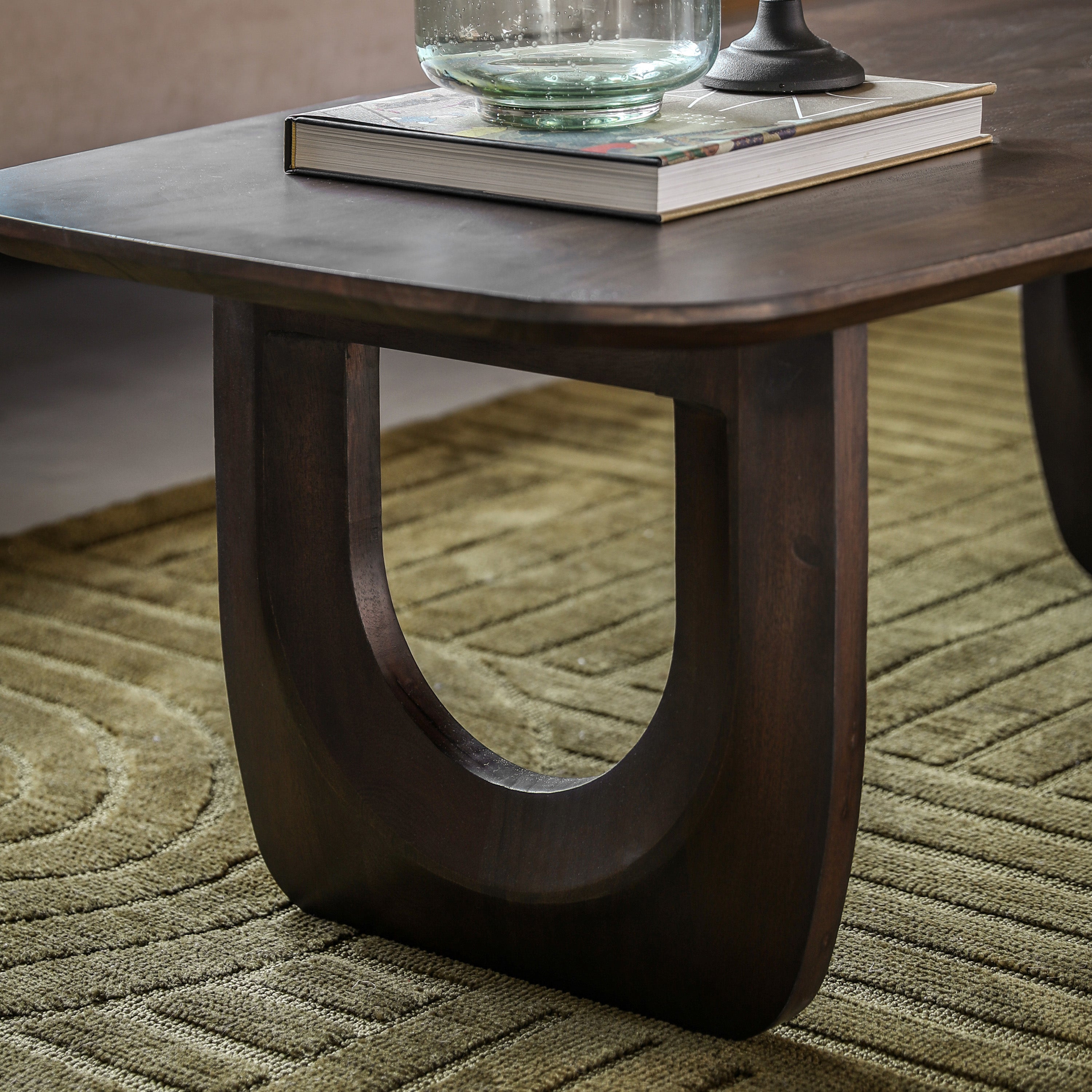 Hank Brown Mango Wood Carved Coffee Table